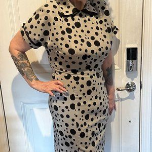 Bettie Page Retro Green Polka Dot 40's Dress SIze M